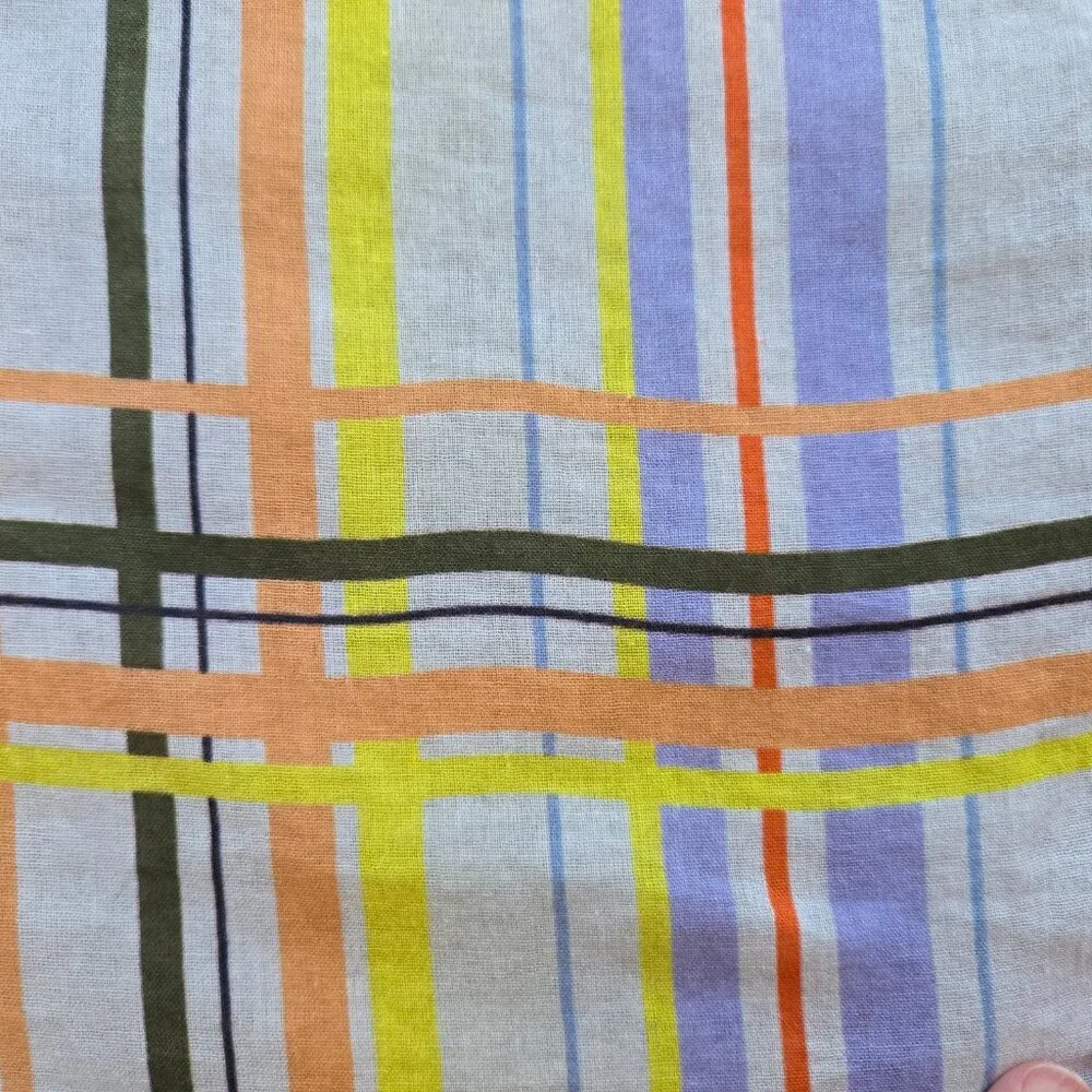 Lightweight Striped Summer Scarf or Sarong with Pom Pom Border